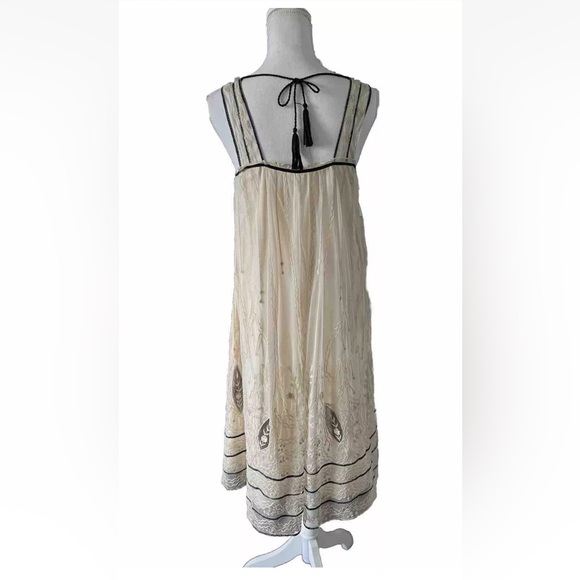 Sundance Women's Mesh  Ivory Lace Embroidered Dress Sleeveless Boho Size 8 - Picture 8 of 12